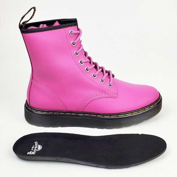 NWB Dr Martens Zavala combat boots thrift pink leather lace up preppy bohemian - Picture 12 of 15